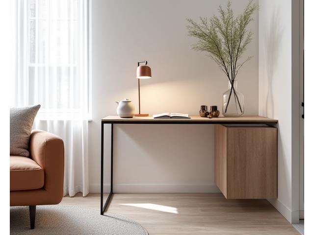 작은 공간에 효율적으로 배치된 다기능 금속 가구